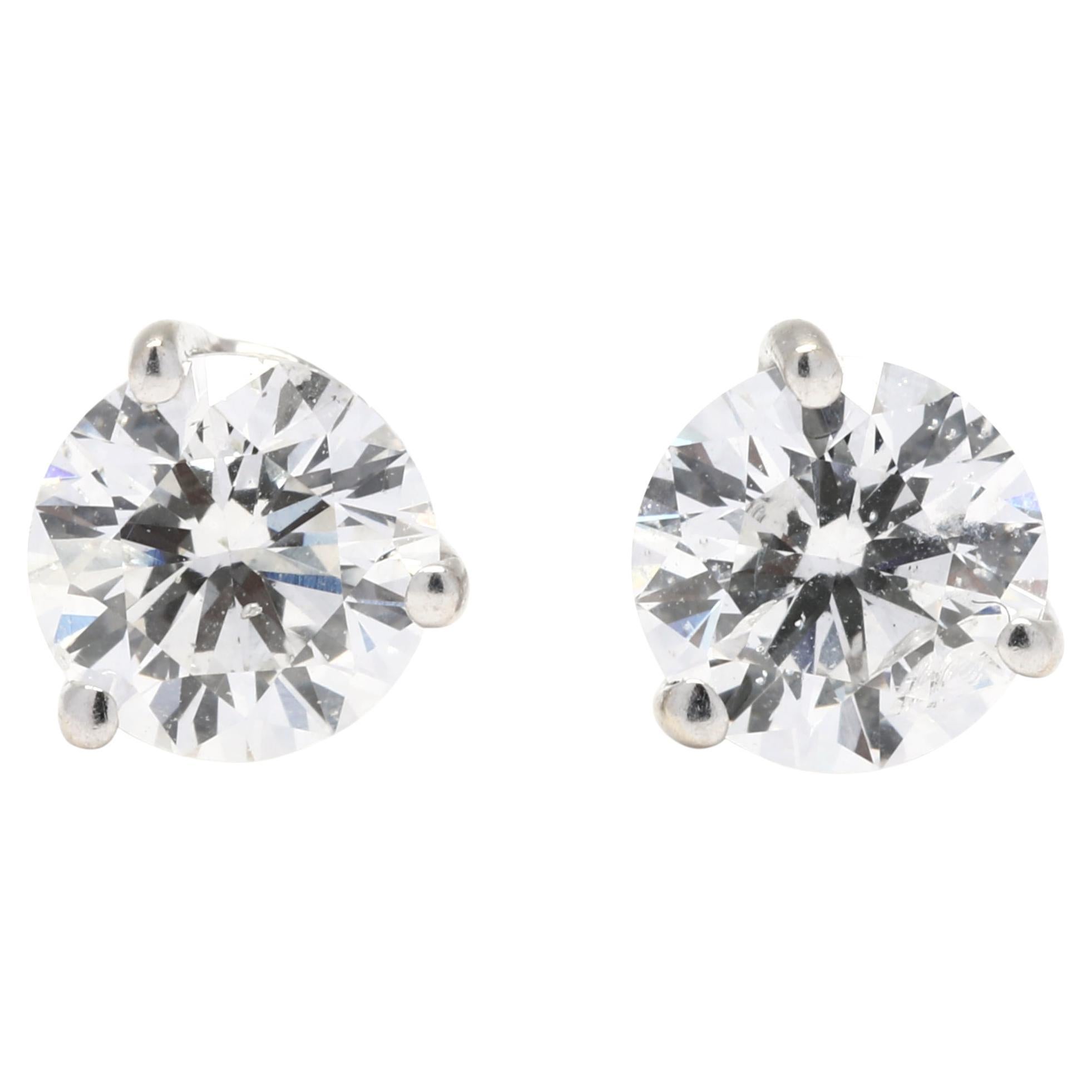0.75ctw Diamond Stud Earrings, 14K White Gold, Simple Stud Earrings