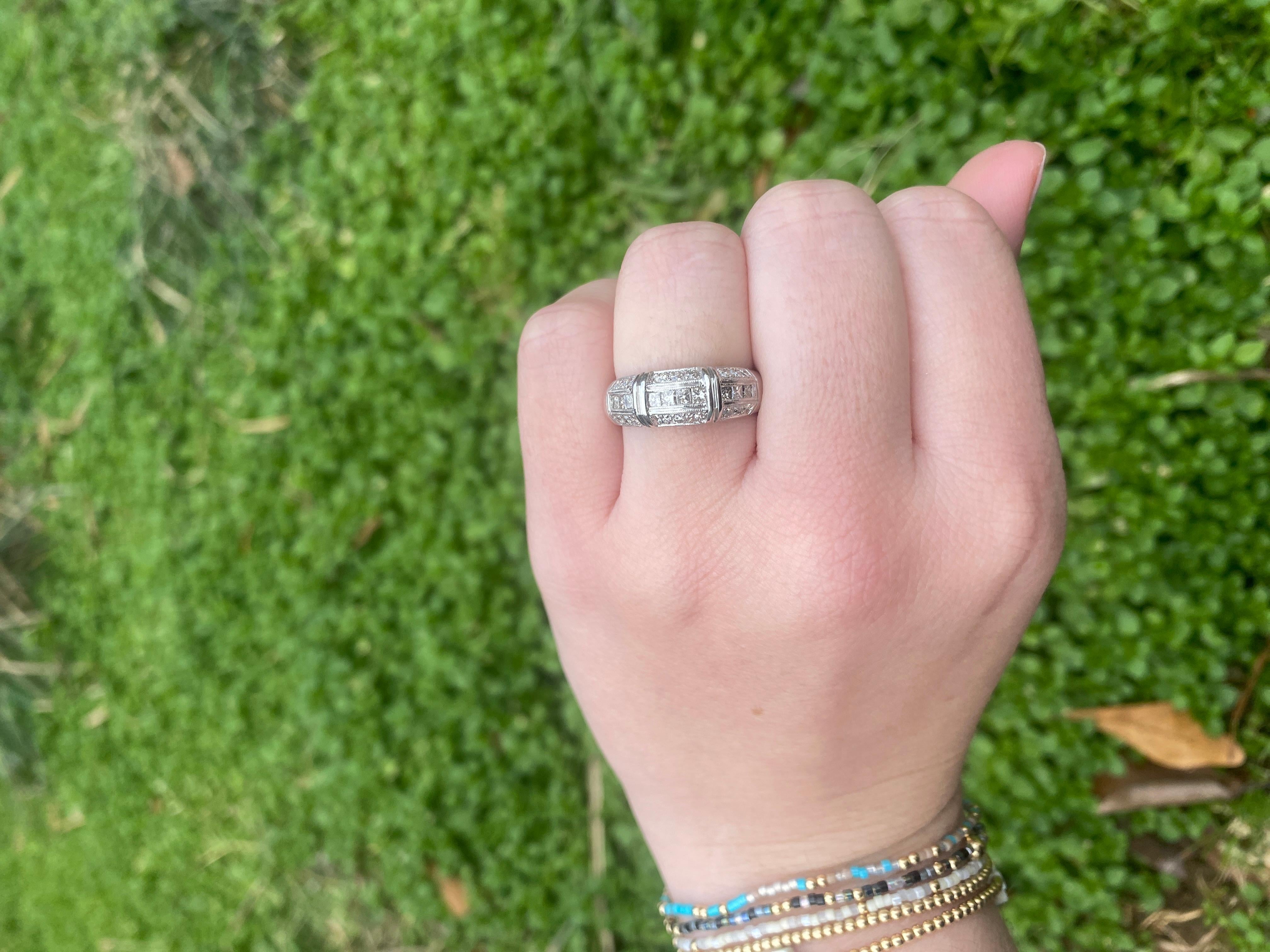 0.75ctw Diamond Thick Band Ring, 14k White Gold, Ring Size 7.75, Stackable For Sale 1
