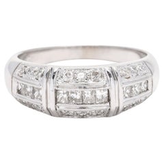 0.75ctw Diamond Thick Band Ring, 14k White Gold, Ring Size 7.75, Stackable
