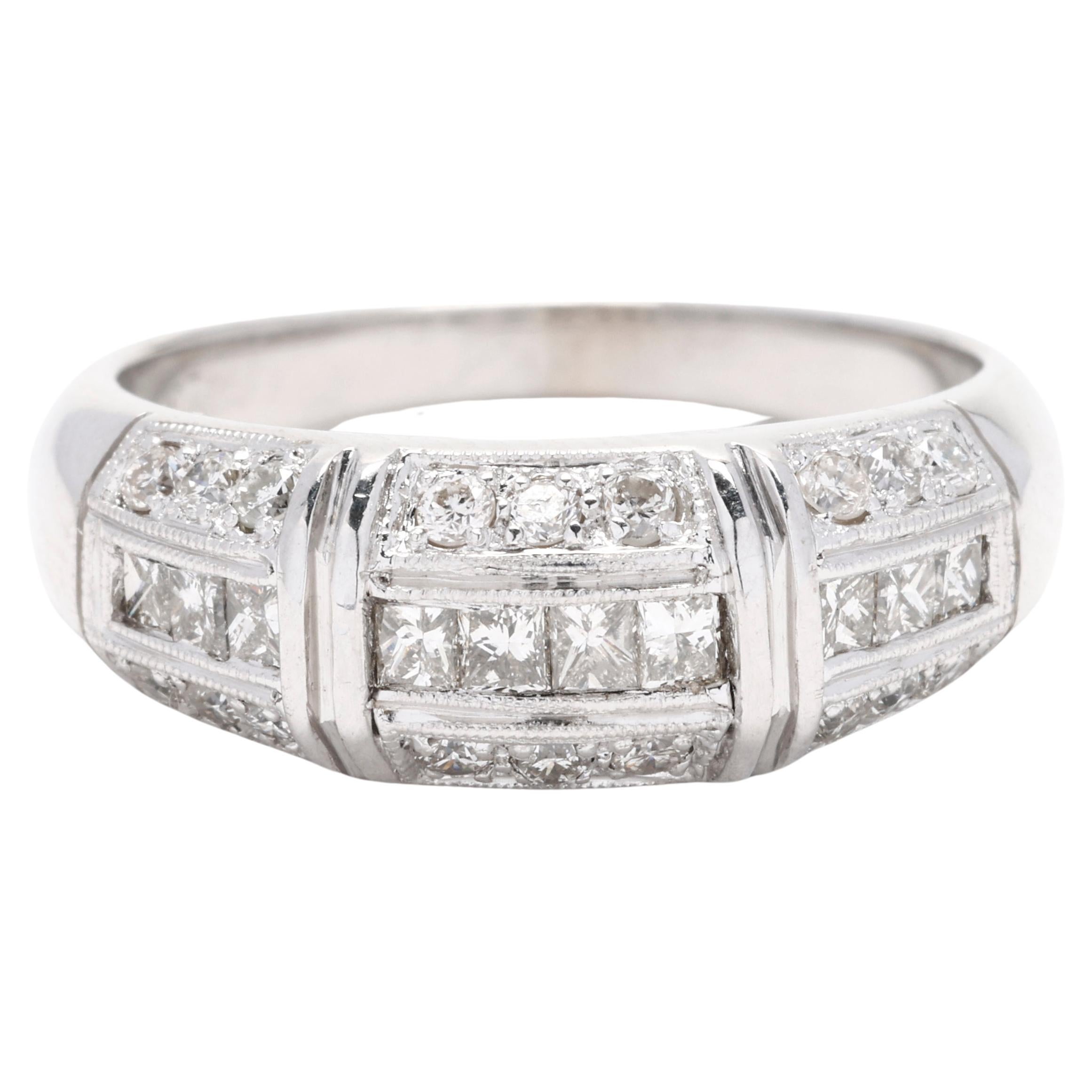 0.75ctw Diamond Thick Band Ring, 14k White Gold, Ring Size 7.75, Stackable