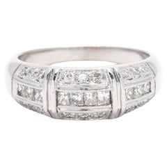0.75ctw Diamond Thick Band Ring, 14k White Gold, Taille 7.75, Stackable