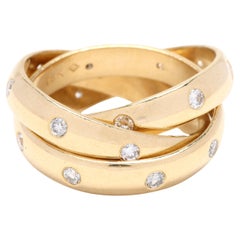 Bague à anneau torsadé avec diamants 0,75 carat, or jaune 18 carats, taille de bague 4,5