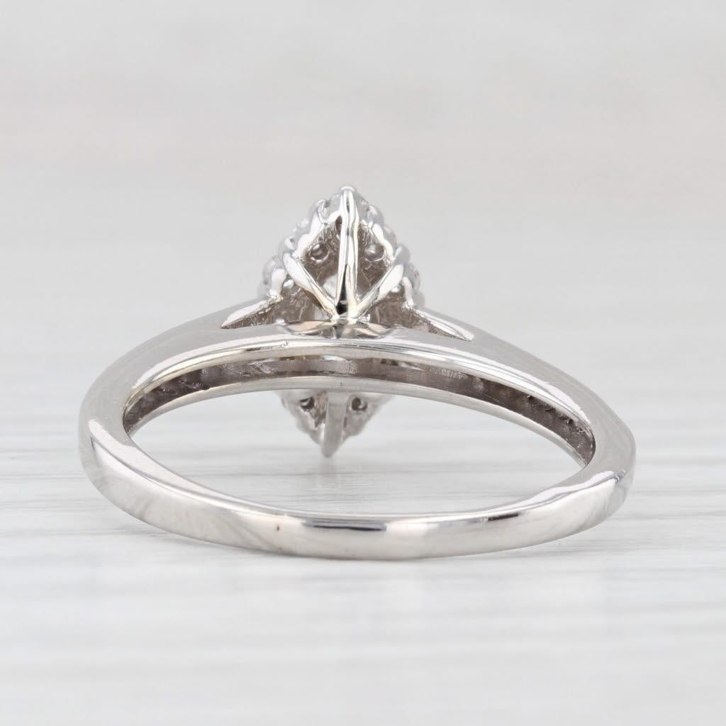 0.75ctw Anillo de Compromiso Halo Marquesa Oro Blanco 14k Tamaño 8 Anillo Catedral Corte marquesa en venta