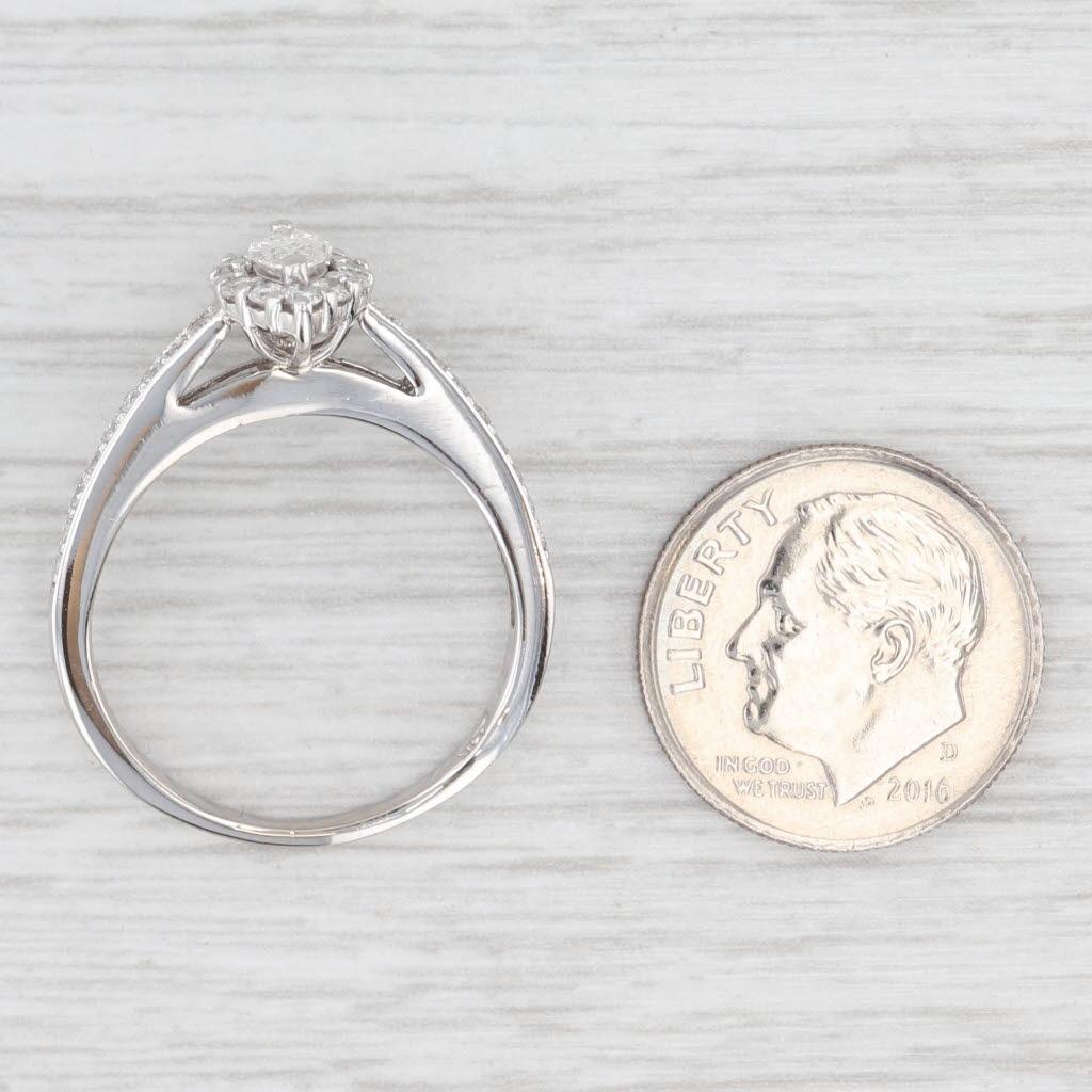 0.75ctw Anillo de Compromiso Halo Marquesa Oro Blanco 14k Tamaño 8 Anillo Catedral en venta 1