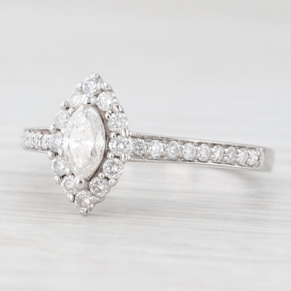 0.75ctw Anillo de Compromiso Halo Marquesa Oro Blanco 14k Tamaño 8 Anillo Catedral en venta