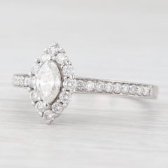 0.75ctw Anillo de Compromiso Halo Marquesa Oro Blanco 14k Tamaño 8 Anillo Catedral