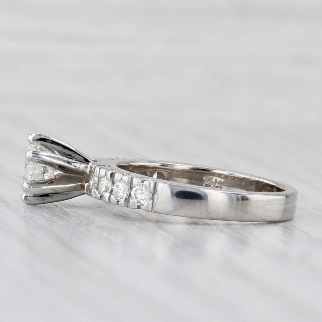 Bague de fiançailles en or blanc 14 carats avec diamant rond de 0,75 carat, taille 5 VS2 Unisexe en vente