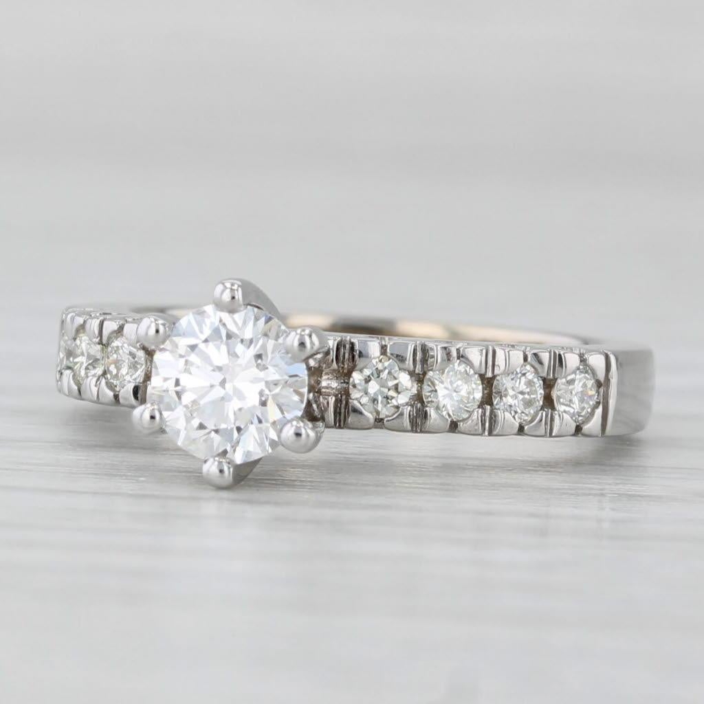 0.75ctw Anillo de Compromiso de Diamante Redondo 14k Oro Blanco Talla 5 VS2 en venta 1