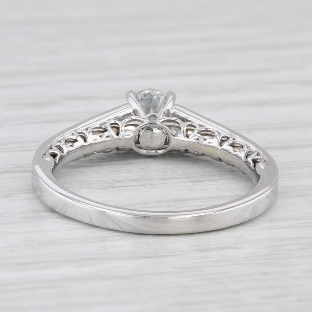 0,75 Karat runder Diamant Verlobungsring 14k Weißgold Größe 7,75 Karat Kathedralenring 1