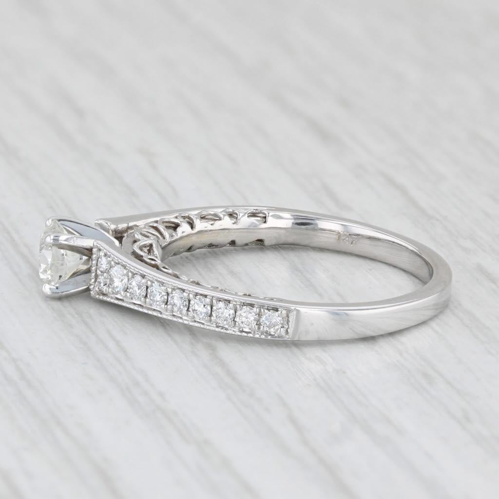 0,75 Karat runder Diamant Verlobungsring 14k Weißgold Größe 7,75 Karat Kathedralenring 2