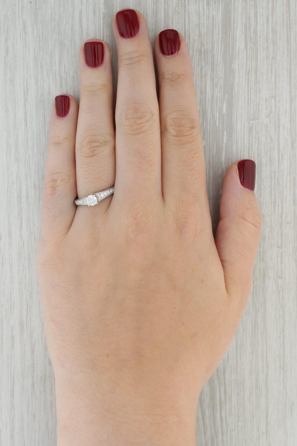 0,75 Karat runder Diamant Verlobungsring 14k Weißgold Größe 7,75 Karat Kathedralenring 3