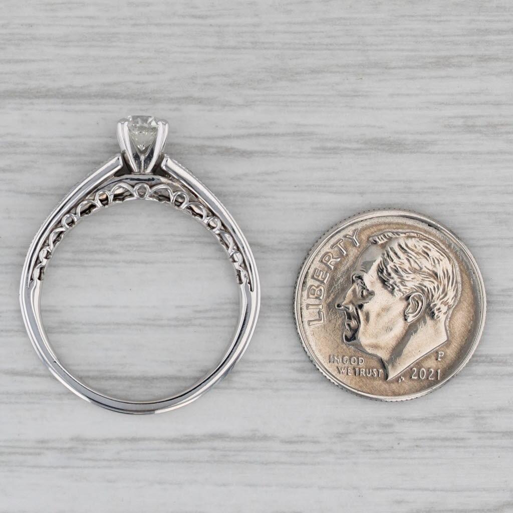 0,75 Karat runder Diamant Verlobungsring 14k Weißgold Größe 7,75 Karat Kathedralenring 4