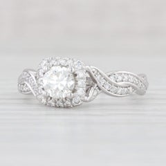0.75ctw Round Diamond Halo Engagement Ring 14k White Gold Size 6.5