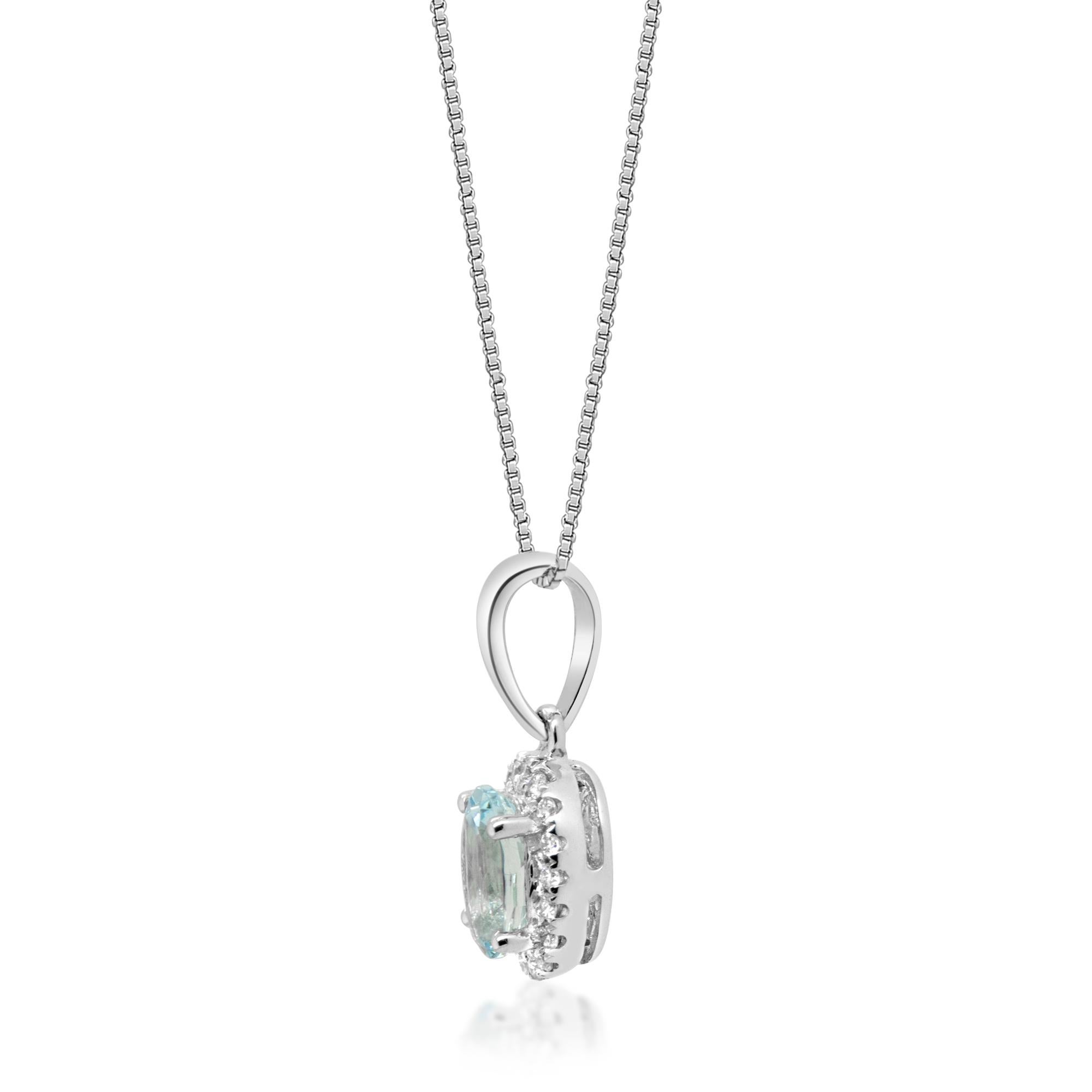 aquamarine necklace diamond accents 10k white gold