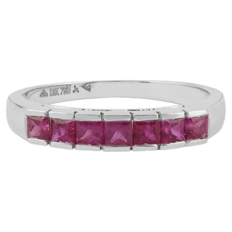 0.76 Carat Clear Ruby Half Band in 18k Gold For Sale