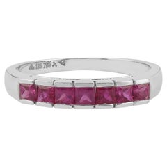 0.76 Carat Clear Ruby Half Band in 18k Gold