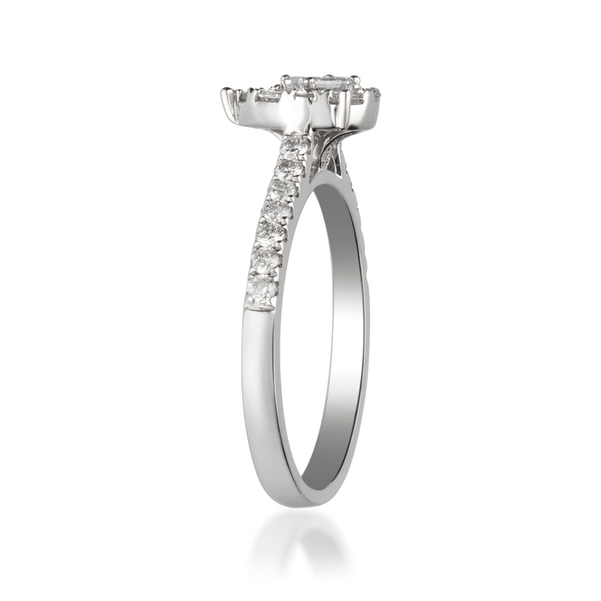 Modern 0.76 Carat Diamond 14 Karat White Gold Cluster Engagement Ring