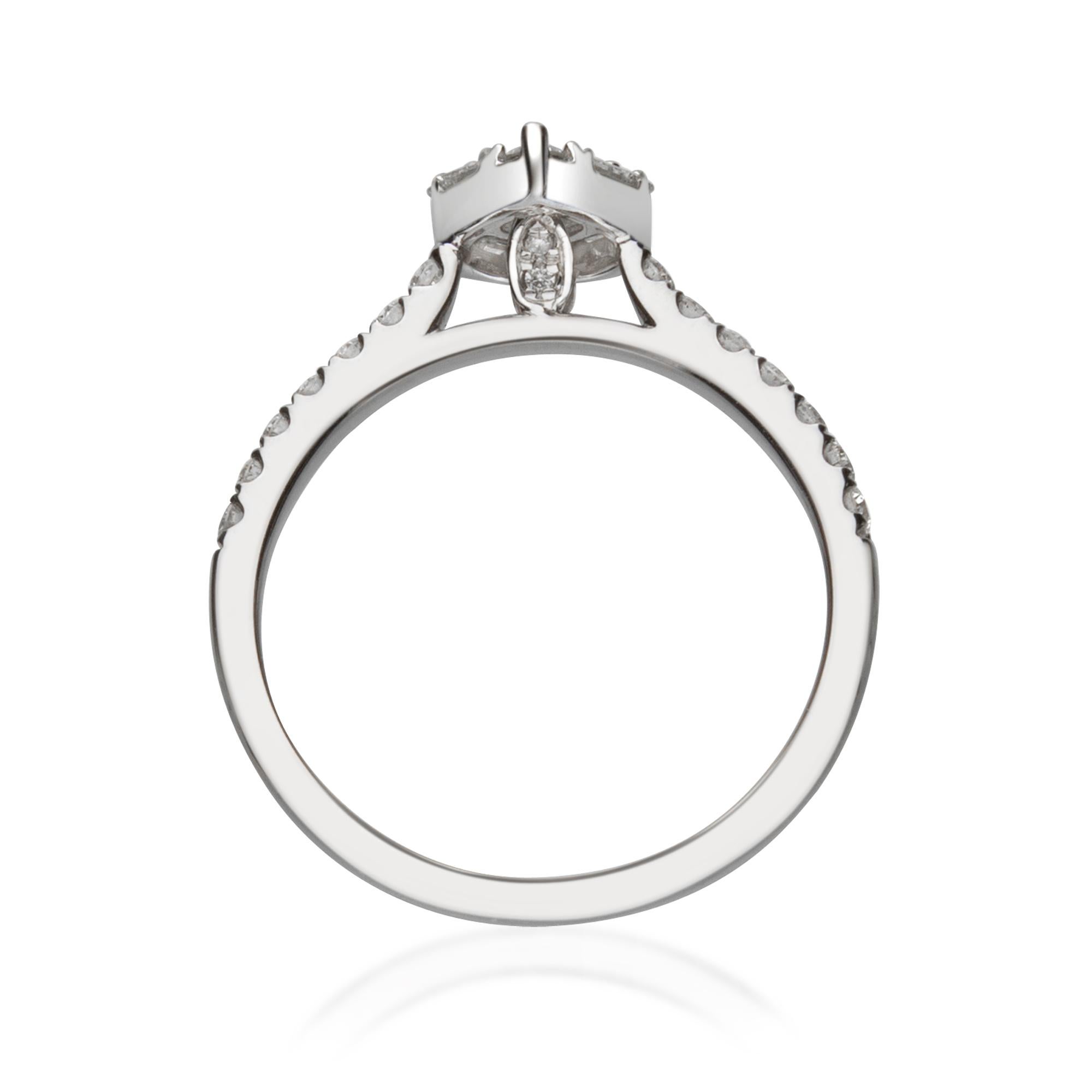 Princess Cut 0.76 Carat Diamond 14 Karat White Gold Cluster Engagement Ring