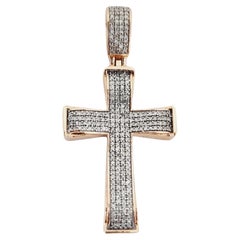 0.76 Carat Diamond Cross Pendant 14 Karat Rose Gold