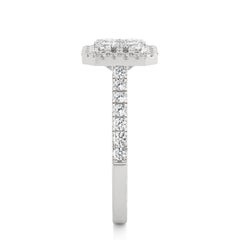 0.76 Carat Diamond Moonlight Cushion Cluster Ring in 14K White Gold