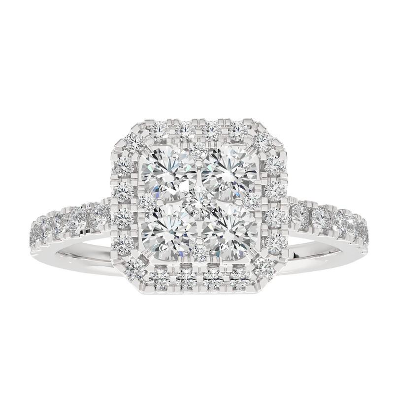 Anillo en racimo de diamantes Moonlight de 0,76 quilates en oro blanco de 14 quilates Moderno en venta