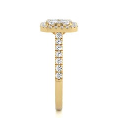 Bague Moonlight Cushion Cluster en or jaune 14 carats de 0,76 carat de diamant