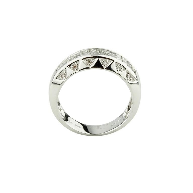 Princess Cut 0.76 Carat Diamond Plaque Band Ring in White Gold For Sale