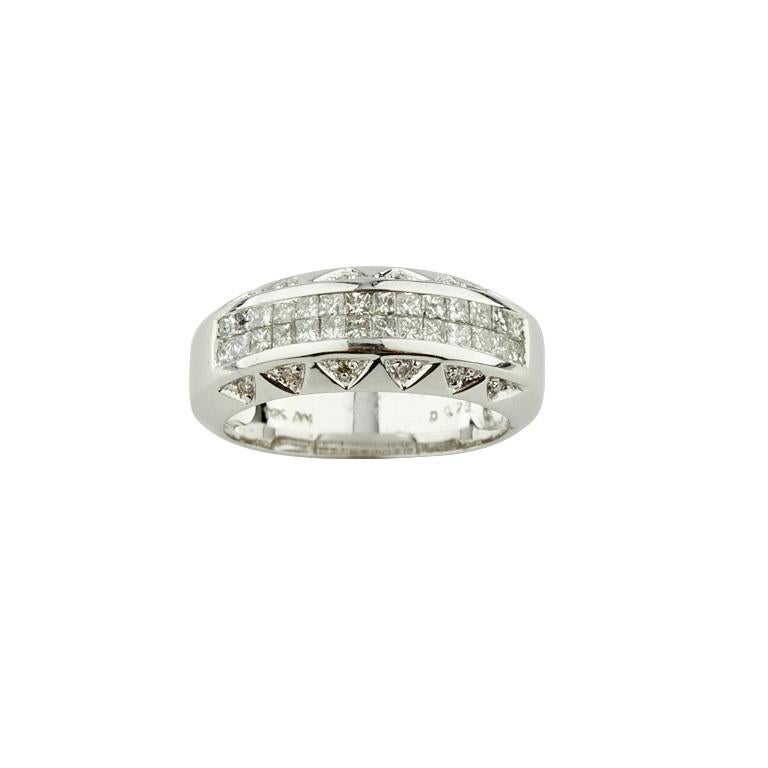 Women's 0.76 Carat Diamond Plaque Band Ring in White Gold For Sale