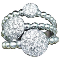 0.76 Carat Diamonds White 18 Karat Gold Three Spheres Sections Ring