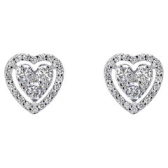 0.76 Carat Hear Shaped Round Brilliant Heart Diamond Stud Earrings Certified