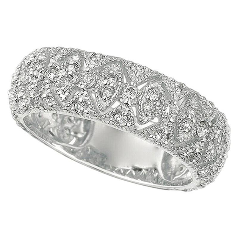 0.76 Carat Natural Diamond Band G SI 14k White Gold