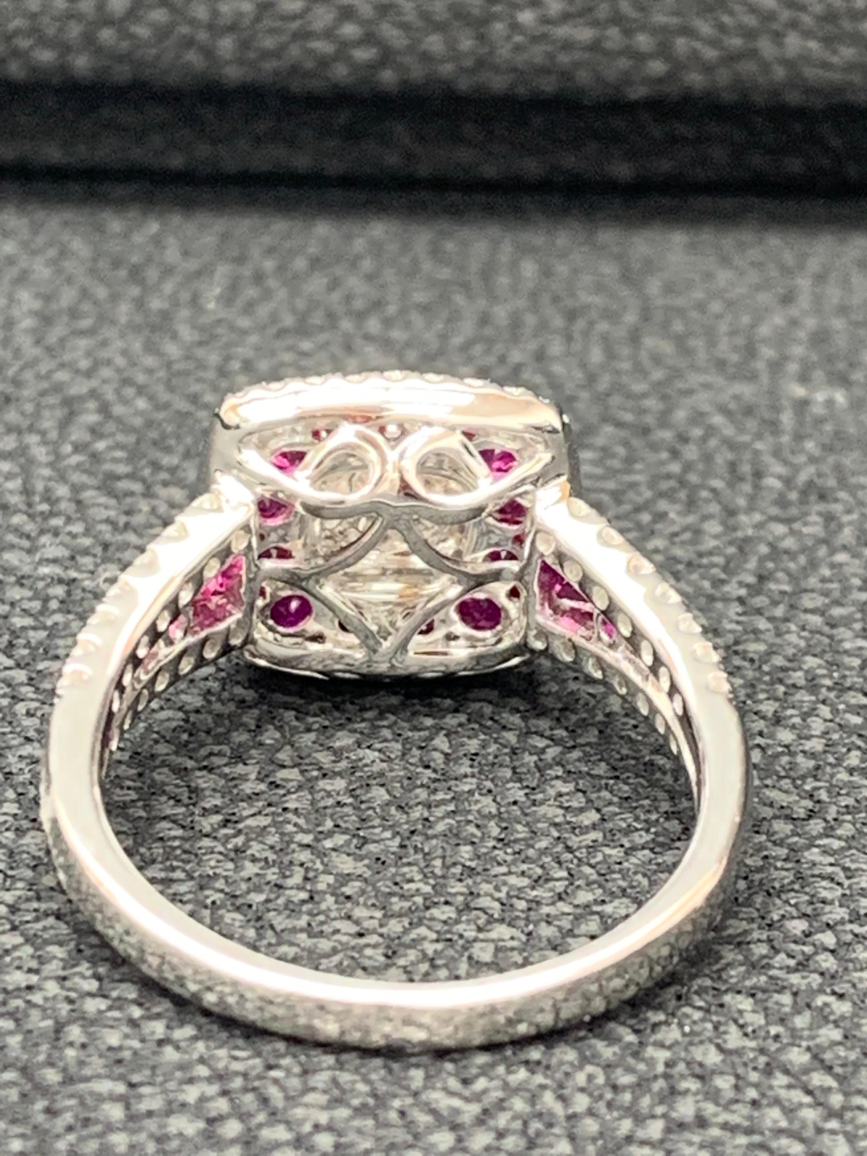 0,76 Karat Rubin und Diamant Cocktail-Ring aus 18 Karat Weißgold Damen im Angebot