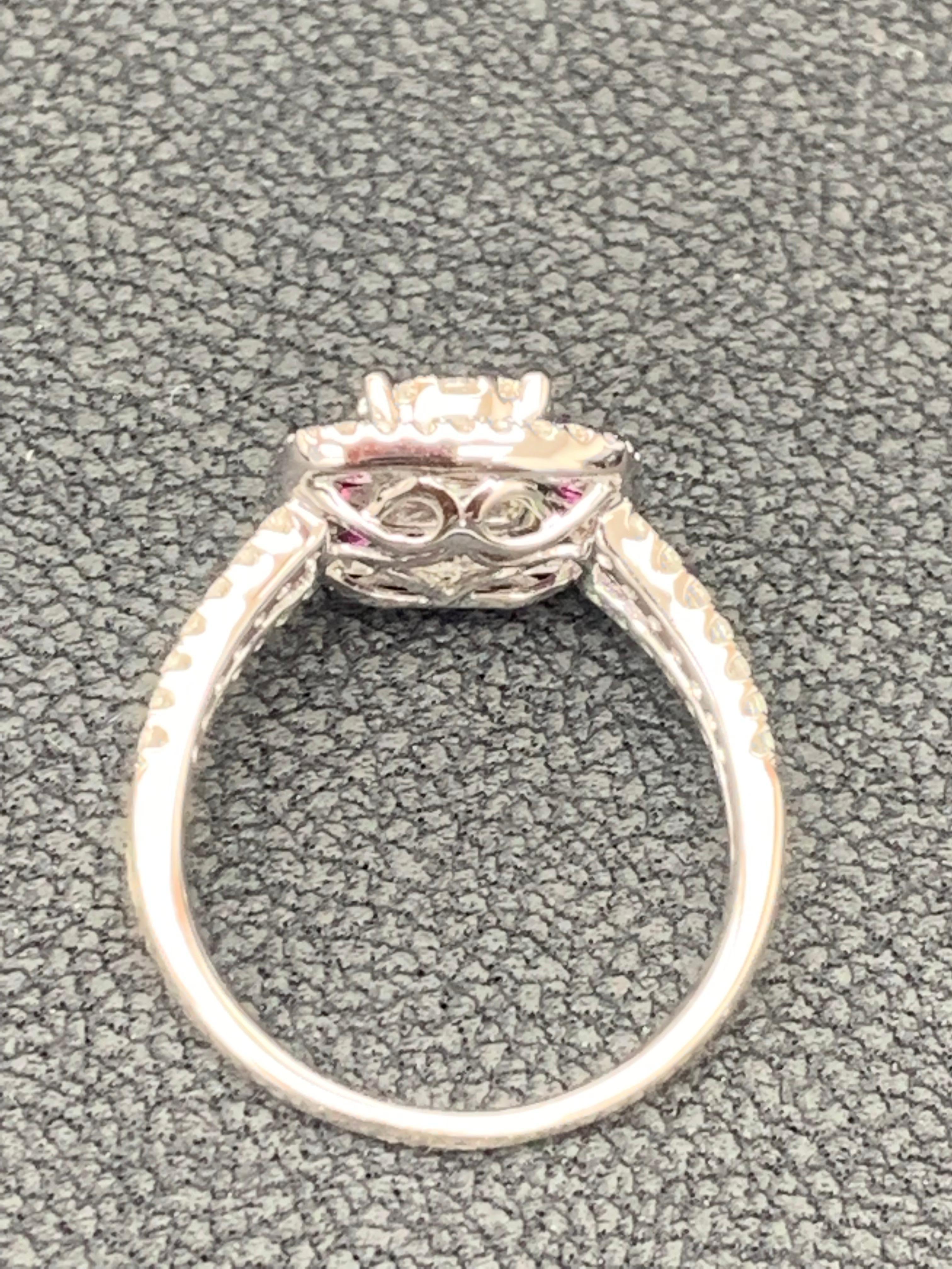 0.76 Carat of Ruby and Diamond Cocktail Ring in 18K White Gold For Sale 1