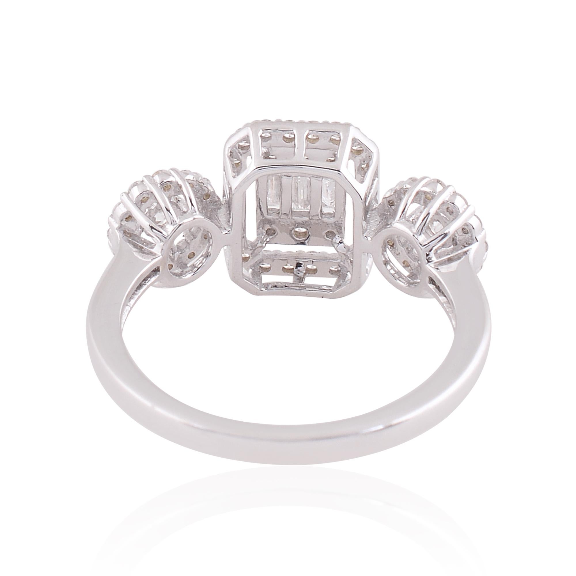 For Sale:  0.76 Carat SI Clarity HI Color Baguette Diamond Ring 18 Karat White Gold Jewelry 3
