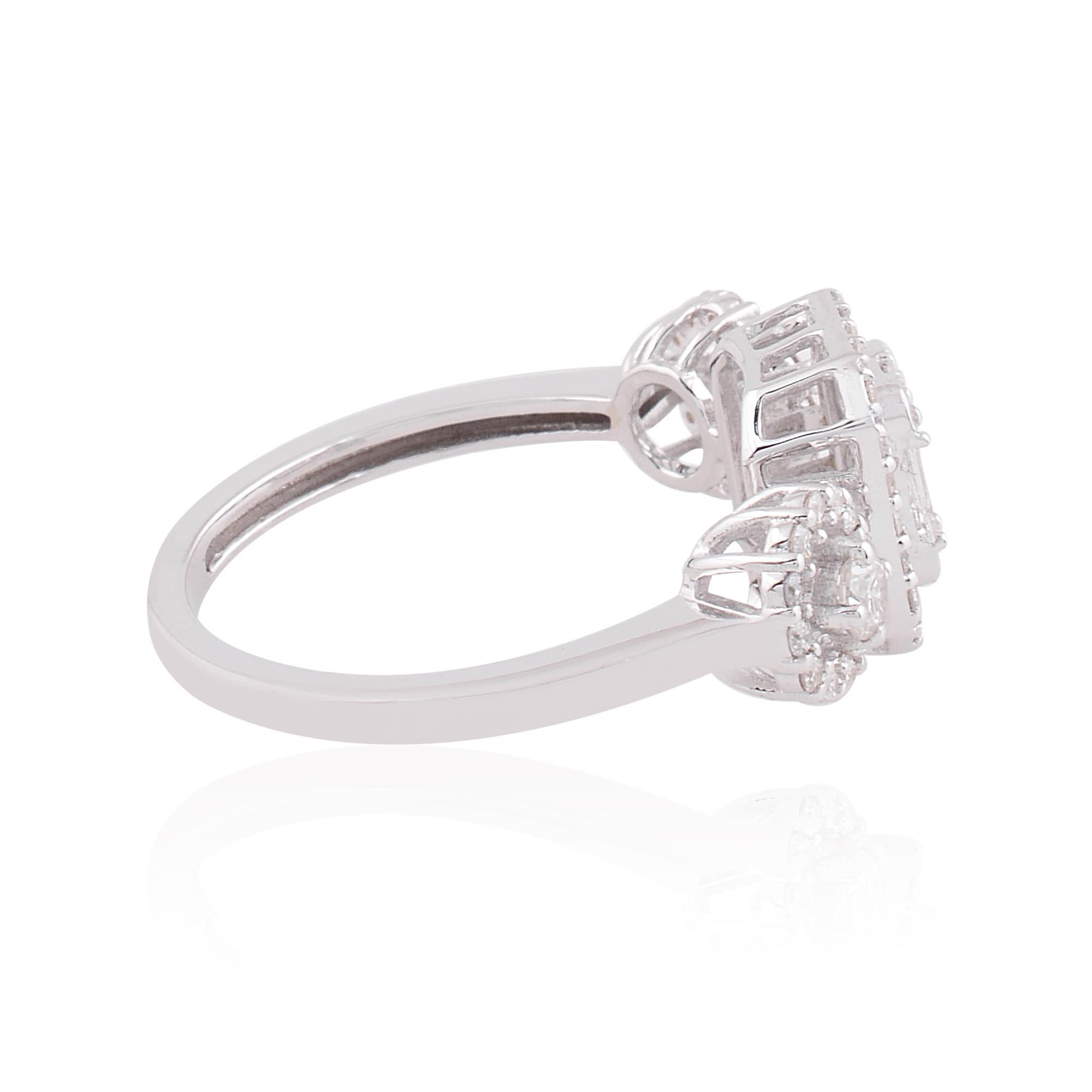 For Sale:  0.76 Carat SI Clarity HI Color Baguette Diamond Ring 18 Karat White Gold Jewelry 4