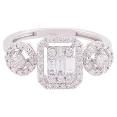 0.76 Carat SI Clarity HI Color Baguette Diamond Ring 18 Karat White Gold Jewelry