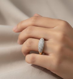 0.76 Carat SI Clarity HI Color Round Diamond Dome 18 Karat White Gold Ring