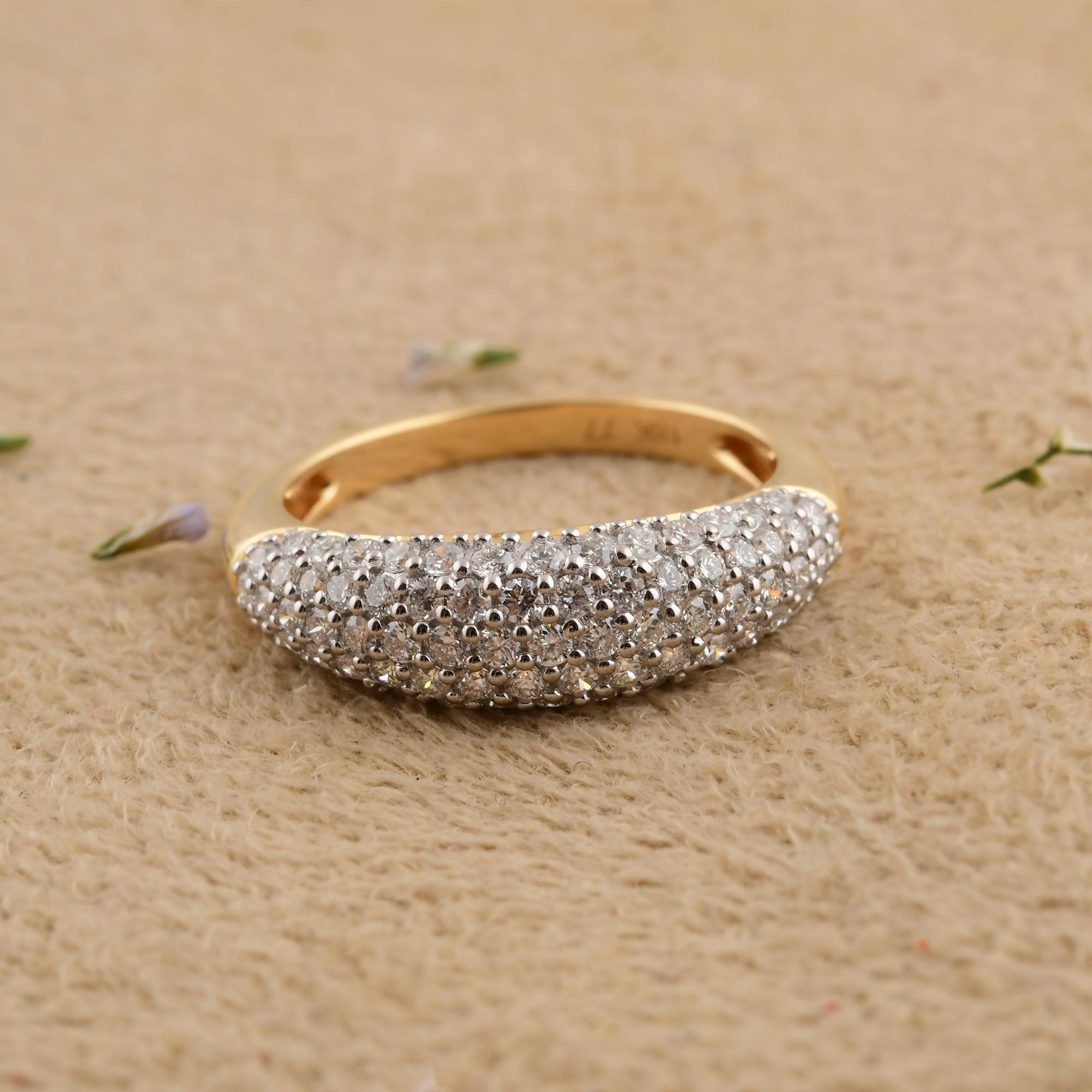 En venta: 0,76 quilates SI Claridad HI Color Diamante Redondo Cúpula Anillo de Oro Blanco de 18 Quilates  6