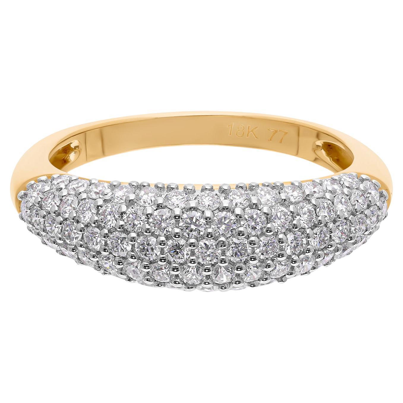 0,76 Carati SI Chiarezza HI Colore Cupola di diamanti tondi Anello in oro bianco 18 carati