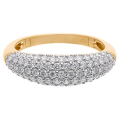 0,76 Carati SI Chiarezza HI Colore Cupola di diamanti tondi Anello in oro bianco 18 carati