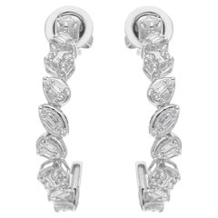 0.76 Carat SI/H Diamond Cluster Hoop Earrings 14 Karat White Gold
