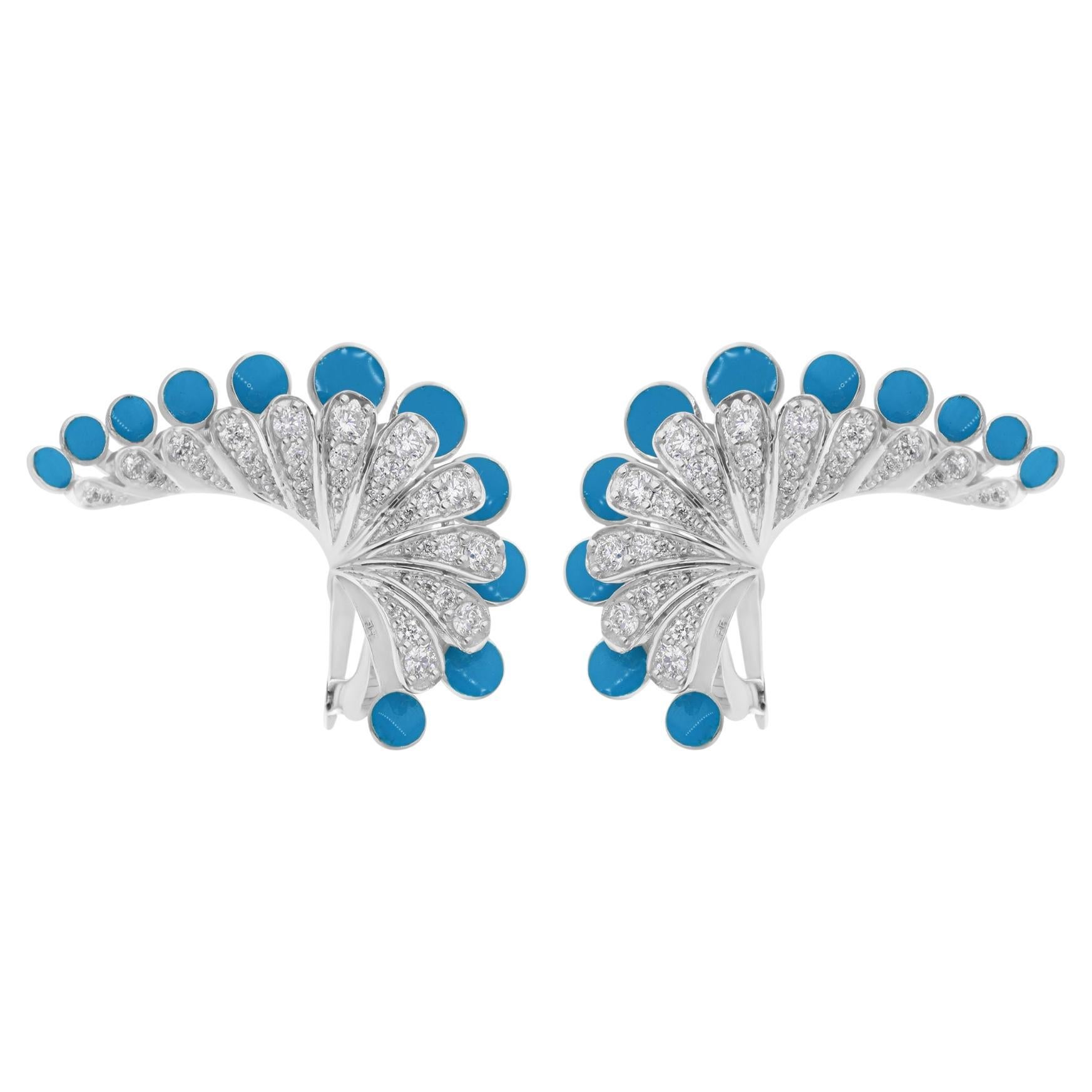 0.76 Carat SI/H Round Brilliant Cut Diamond Butterfly Earrings 14k White Gold For Sale