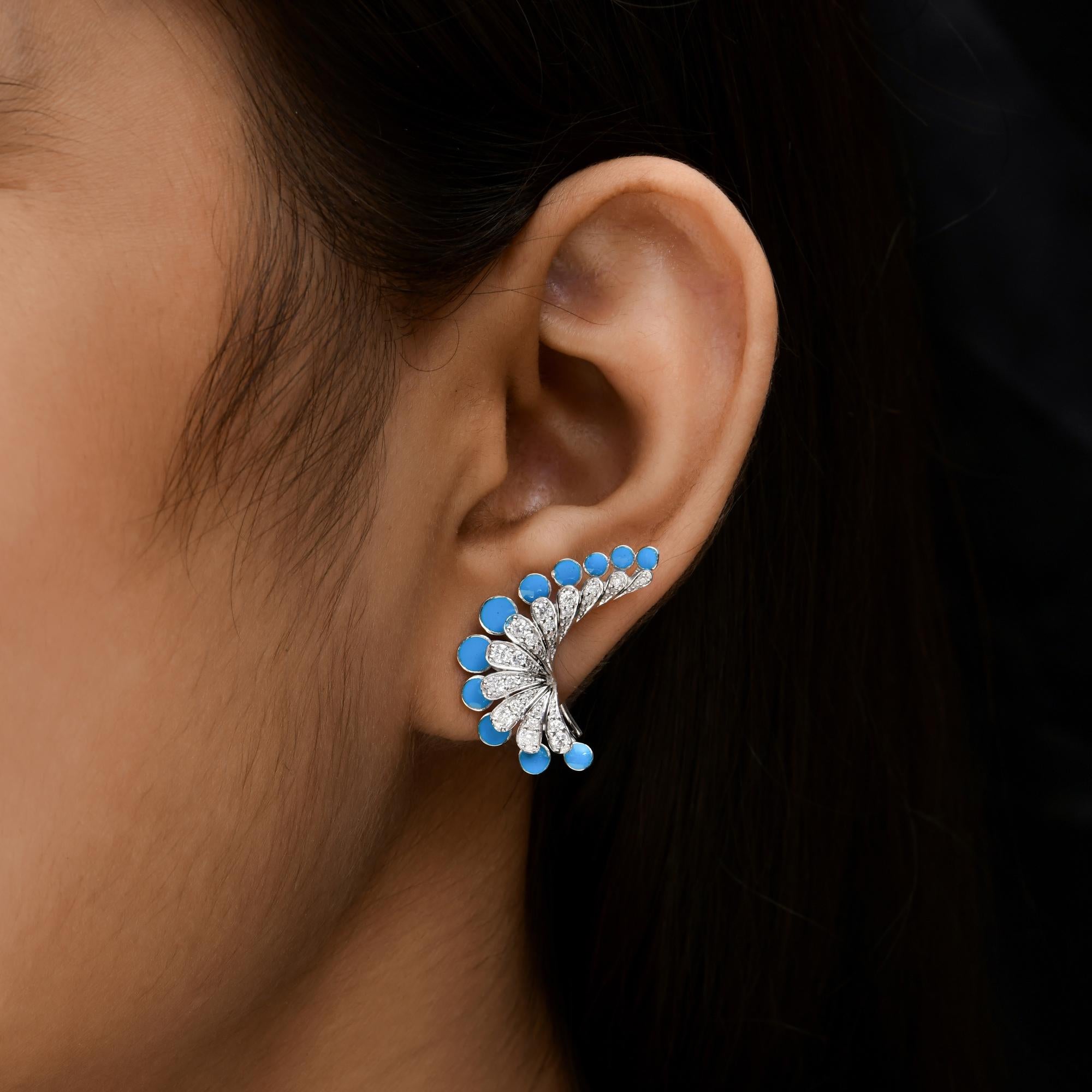 Round Cut 0.76 Carat SI/H Round Brilliant Cut Diamond Butterfly Earrings 18k White Gold For Sale