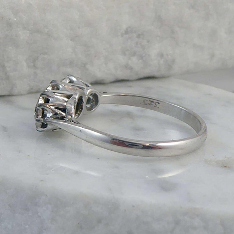 0.76 Carat Vintage Diamond Ring, Three Brilliant Cut Diamonds, Hallmarked 1964 at 1stDibs