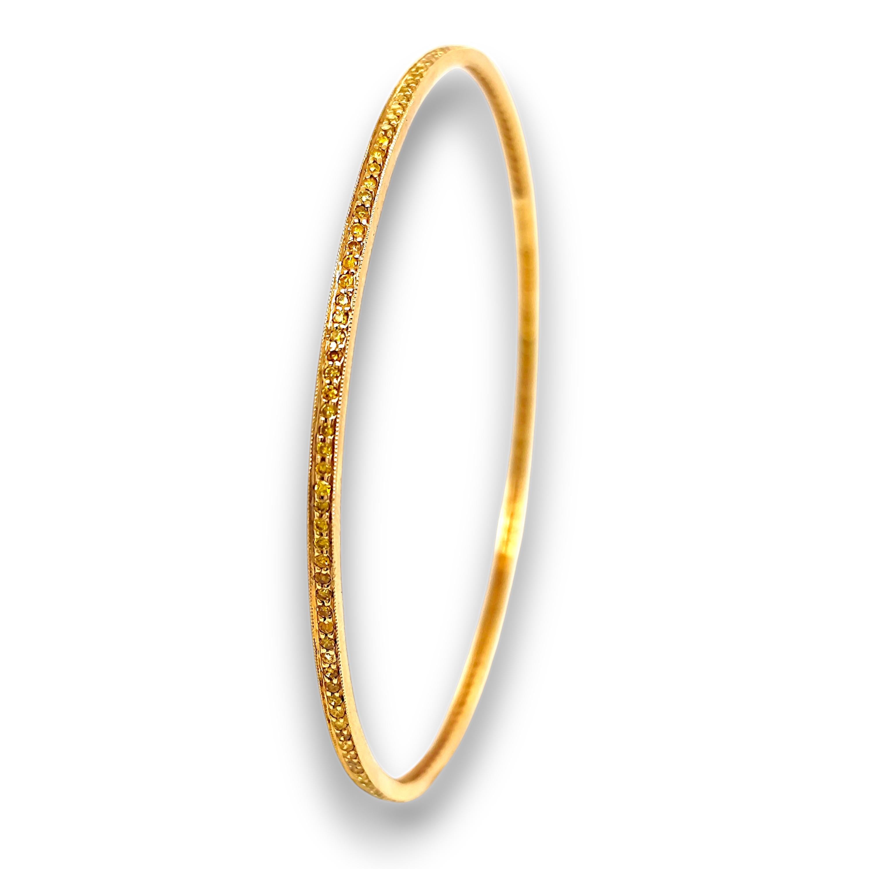 Pulsera de oro amarillo con diamante amarillo de 0,76 quilates Corte redondo en venta