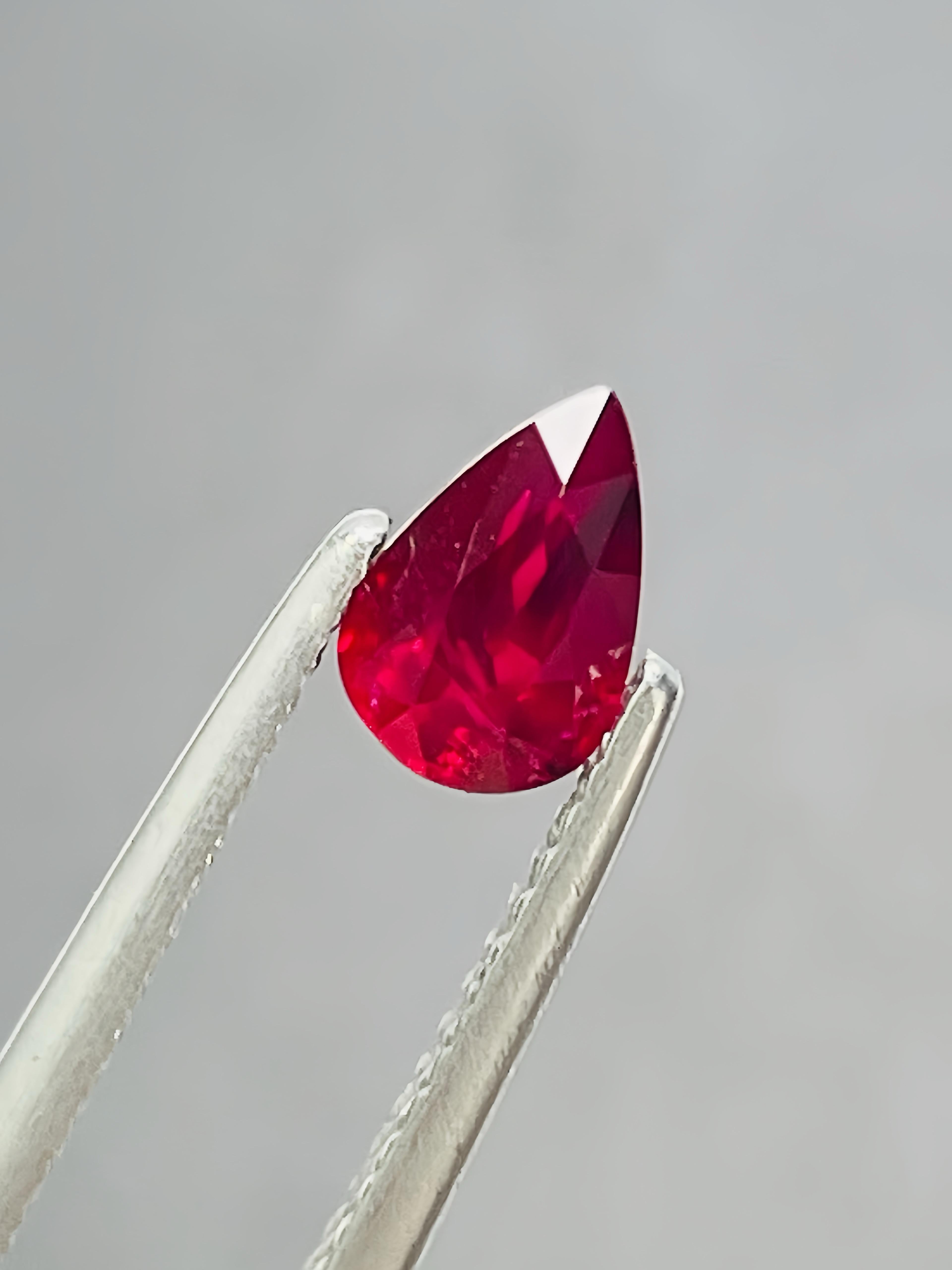 0.76 Ct GIA Certified Natural Unheated Burma Ruby Pigeon Blood Color Gemstone For Sale 3