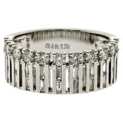 0.76 CT Round and Baguette Diamond 14K White Gold Wedding Band Ring Size 6