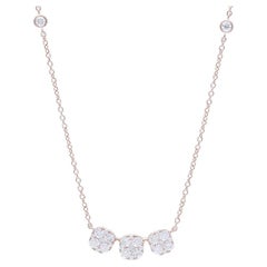 0.76 CTW diamond 18K Rose gold moonlight Collection Tri Cushion Pendant Necklace