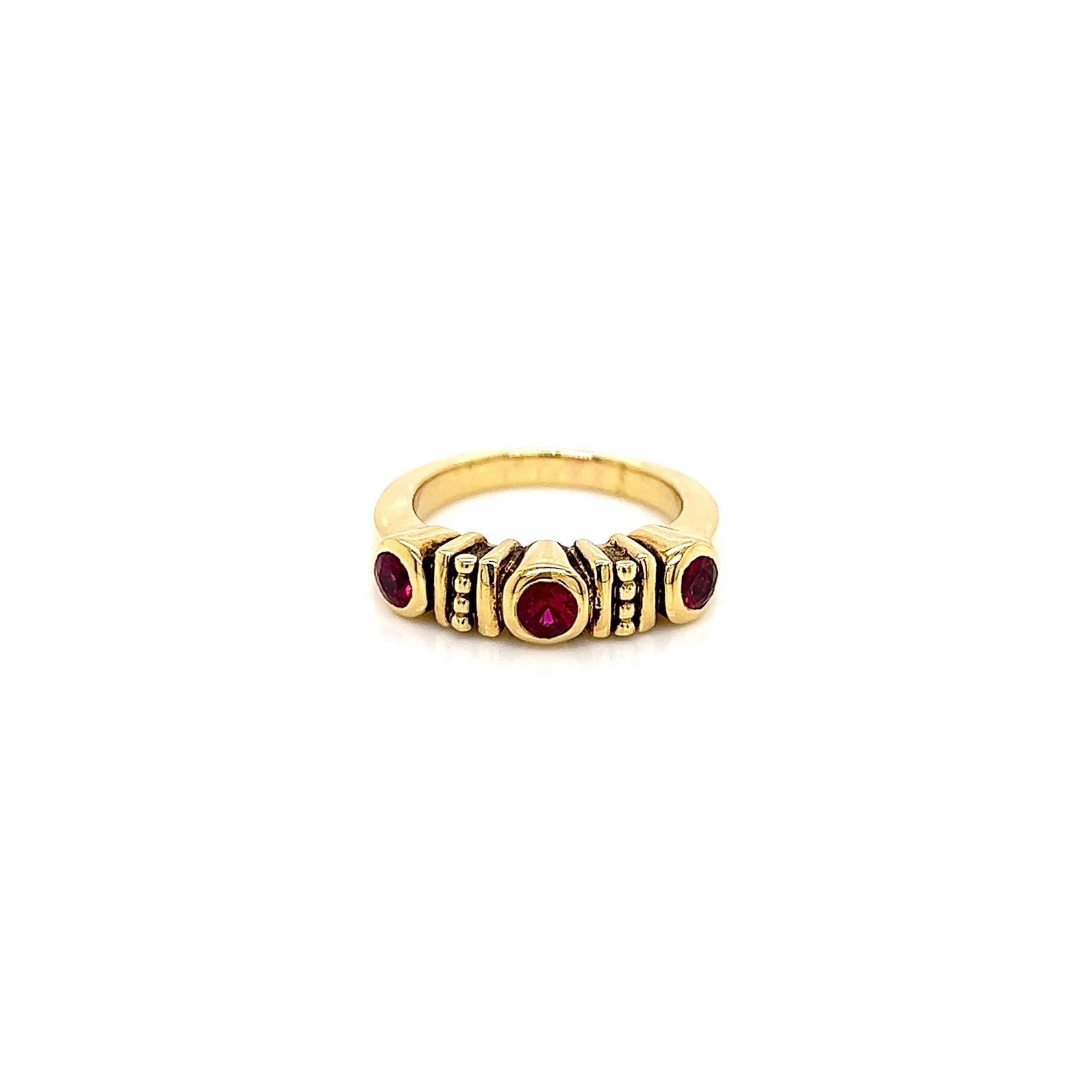 0.76Carat Ruby Ladies Ring

-Metal Type: 18K Yellow Gold
-0.76Carat Round Natural Ruby 
-Size 5.5
Resize is available. Just contact us before ordering, the price may vary from size to size

Made in New York City.