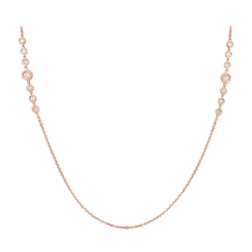 0.76ct Bezel Set Round Cut Diamond Necklace in 14k Rose Gold im Angebot